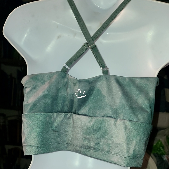 Beyond Yoga marbled Jade criss-cross yoga top szL NWT - Picture 7 of 8